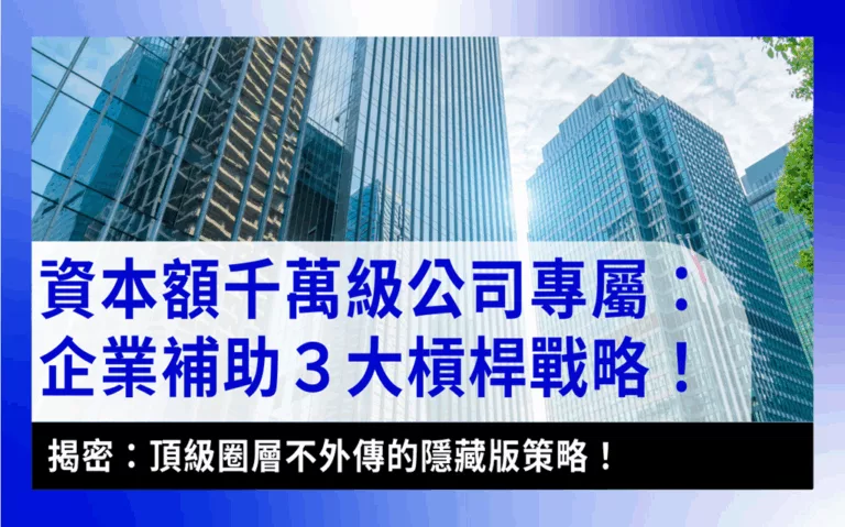 千萬級資本額企業補助轉型策略enterprise-subsidy-strategy-large-capital-transformation-資本額千萬級公司專屬的企業補助3大槓桿戰略_新創無界首圖